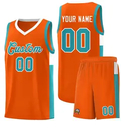 Orange Aqua-White Two-Tone Classic Basketball Jersey