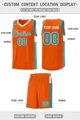 Orange Aqua-White Two-Tone Classic Basketball Jersey 2