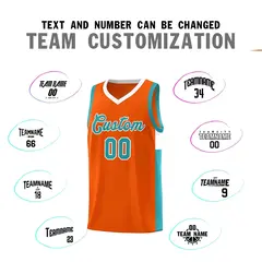 Orange Aqua-White Two-Tone Classic Basketball Jersey 4