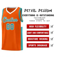 Orange Aqua-White Two-Tone Classic Basketball Jersey 5