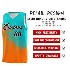 Orange Aqua Wing Pattern Basketball Jersey Sports Uniform 2