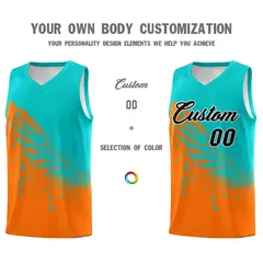 Orange Aqua Wing Pattern Basketball Jersey Sports Uniform 3