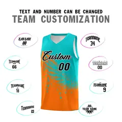 Orange Aqua Wing Pattern Basketball Jersey Sports Uniform 4