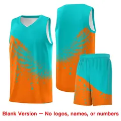 Orange Aqua Wing Pattern Basketball Jersey Sports Uniform 7