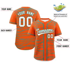 Orange Aqua Zebra Stripes Graffiti Authentic Baseball Jersey 2