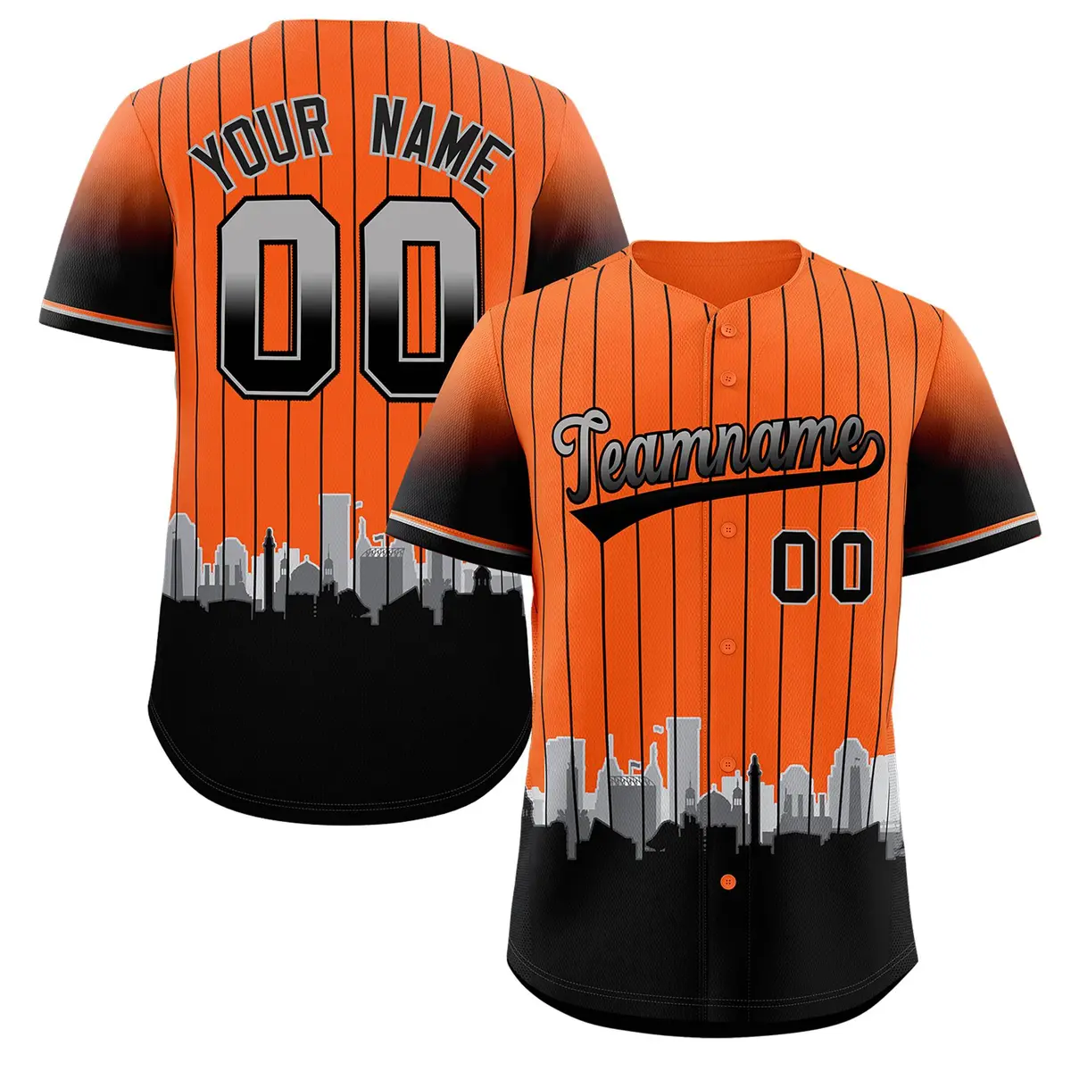 Orange Baltimore City Silhouette Baseball Jersey