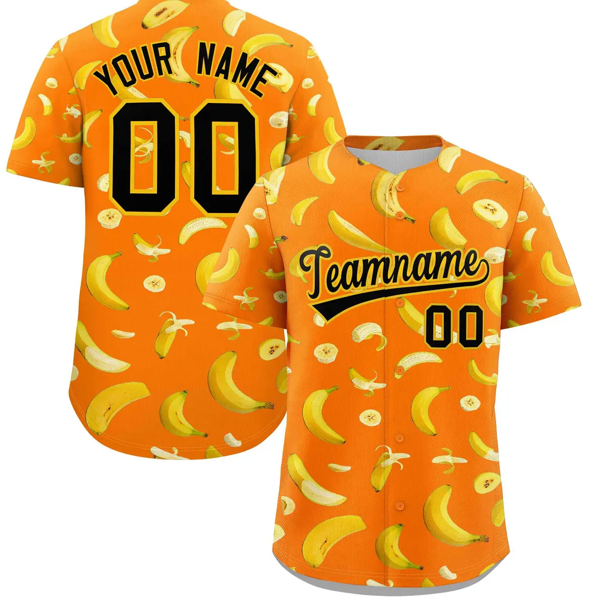 Orange Banana Graffiti Pattern Fashion Baseball Jersey