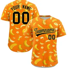 Orange Banana Graffiti Pattern Fashion Baseball Jersey