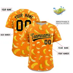 Orange Banana Graffiti Pattern Fashion Baseball Jersey 2