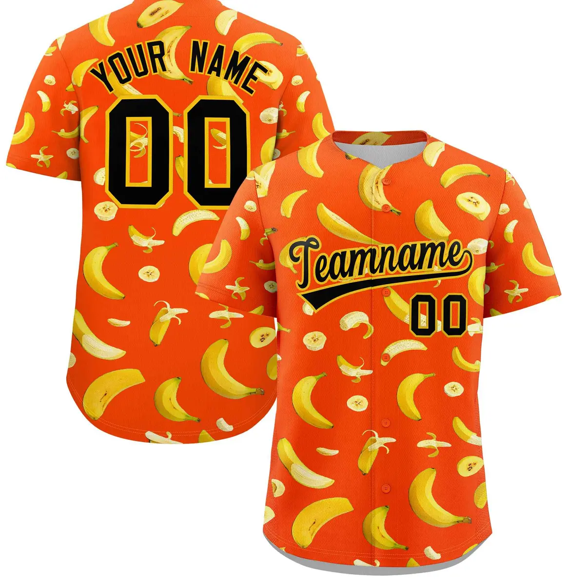 Orange Banana Graffiti Pattern Fashion Baseball Jersey