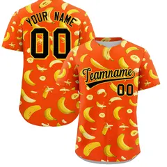 Orange Banana Graffiti Pattern Fashion Baseball Jersey