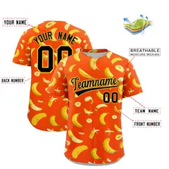 Orange Banana Graffiti Pattern Fashion Baseball Jersey 2