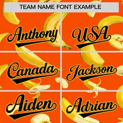 Orange Banana Graffiti Pattern Fashion Baseball Jersey 4