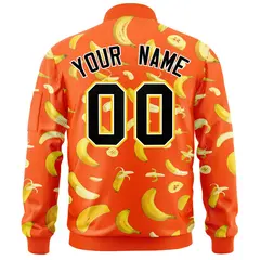 Orange Banana Pattern Varsity Letterman Bomber Jacket 4