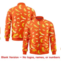 Orange Banana Pattern Varsity Letterman Bomber Jacket 8