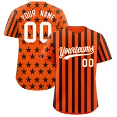 Orange Black American Flag Graffiti Baseball Jersey 1