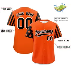 Orange Black American Flag Raglan Baseball Jersey 2