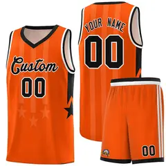 Orange Black and White Gradient Star Graffiti Basketball Jersey
