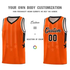 Orange Black and White Gradient Star Graffiti Basketball Jersey 3