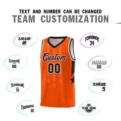 Orange Black and White Gradient Star Graffiti Basketball Jersey 4