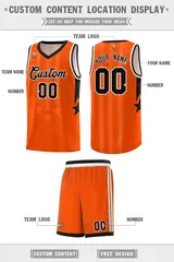Orange Black and White Gradient Star Graffiti Basketball Jersey 5