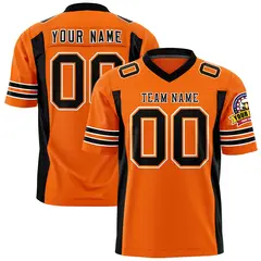 Orange Black Authentic Football Jersey with Sleeve Stripes 1