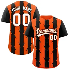 Orange Black Blade Pattern Raglan Baseball Jersey 1