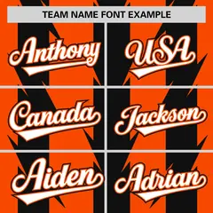 Orange Black Blade Pattern Raglan Baseball Jersey 3