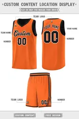 Orange Black Chest Slash Pattern Basketball Jersey 2