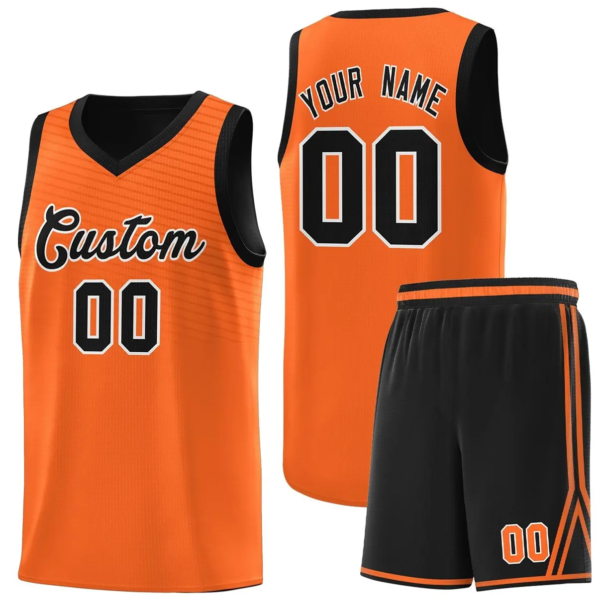 Orange Black Chest Slash Pattern Basketball Jersey