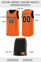 Orange Black Chest Slash Pattern Basketball Jersey 2