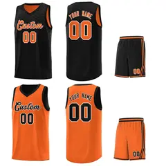 Orange Black Chest Slash Pattern Basketball Jersey 5