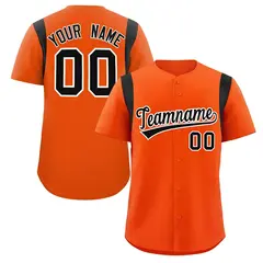 Orange Black Classic Full Button Baseball Jersey