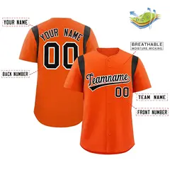 Orange Black Classic Full Button Baseball Jersey 2