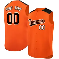 Orange Black Classic Sleeveless Baseball Jersey 1