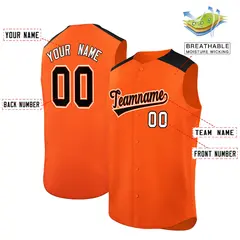 Orange Black Classic Sleeveless Baseball Jersey 2