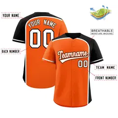 Orange Black Color Block Authentic Baseball Jersey 2