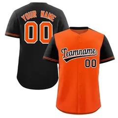 Orange Black Color Block Raglan Sleeves Baseball Jersey