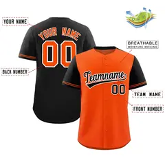 Orange Black Color Block Raglan Sleeves Baseball Jersey 2
