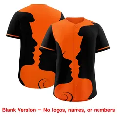 Orange Black Couple Silhouettes Valentine's Day Baseball Jersey 2