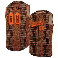 Orange Black Crocodile Graffiti Sleeveless Baseball Jersey