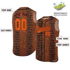 Orange Black Crocodile Graffiti Sleeveless Baseball Jersey 2