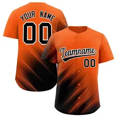 Orange Black Diagonal Stripe Gradient Baseball Jersey 1