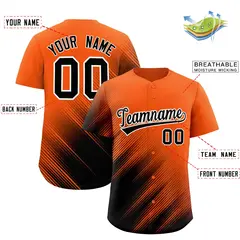 Orange Black Diagonal Stripe Gradient Baseball Jersey 2