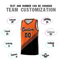 Orange Black Diagonal Stripes Color Block Basketball Jersey 4