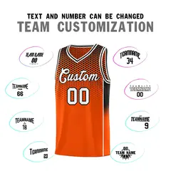 Orange Black Dot Pattern Side Gradient Reversible Basketball Jersey Kits 4