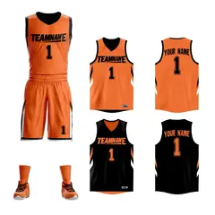 Orange Black Double Side Sportswear Basketball Jersey 1