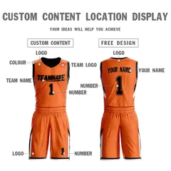 Orange Black Double Side Sportswear Basketball Jersey 4