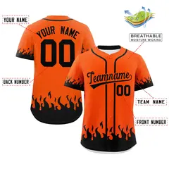 Orange Black Flame Graffiti Authentic Baseball Jersey 2