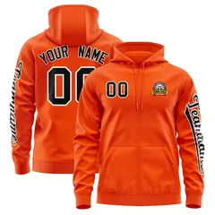 Orange Black Full-Zip Varsity Letterman Jacket Hoodie 1